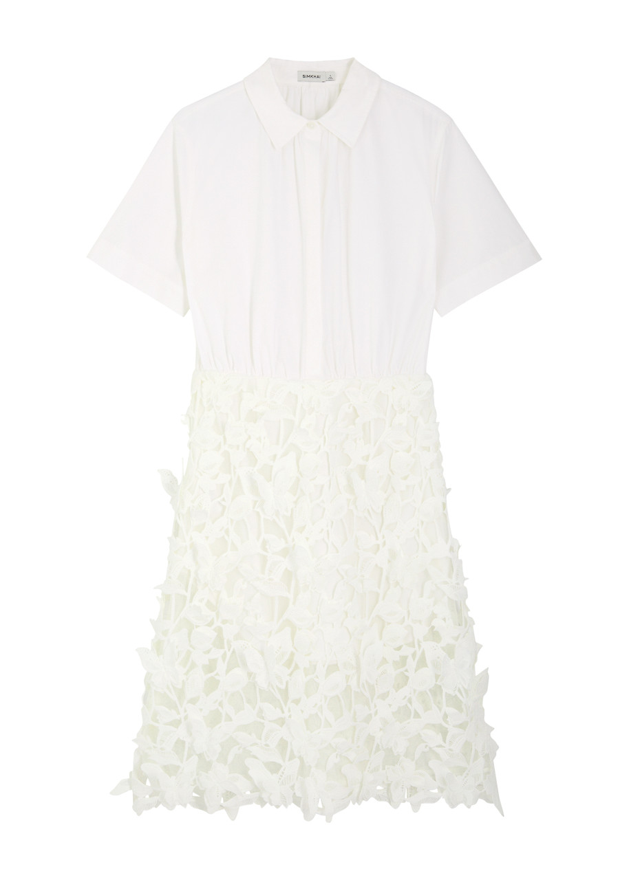 Jonathan Simkhai Cotton and Guipure Lace Shirt Dress - Black And White - 4 (UK8 / S)