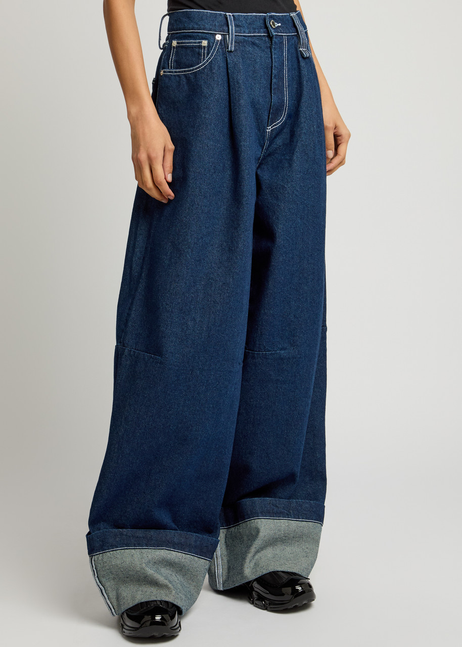  Simone Rocha Crystal-embellished Wide-leg Jeans - Indigo - S 