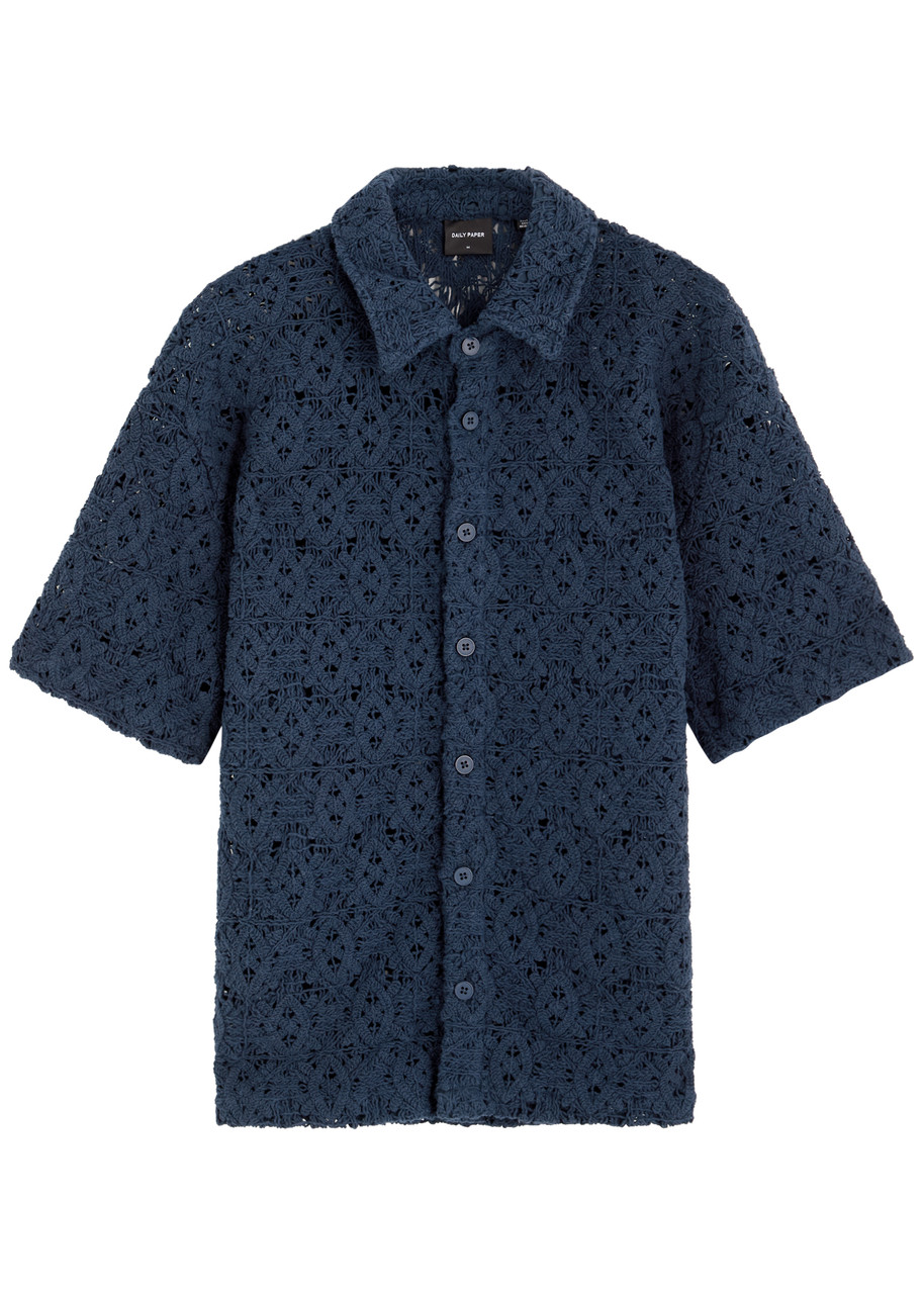 Daily Paper Shield Crochet-lace Shirt – Blue – M Daily Paper Shield Crochet-lace Shirt – Blue – M