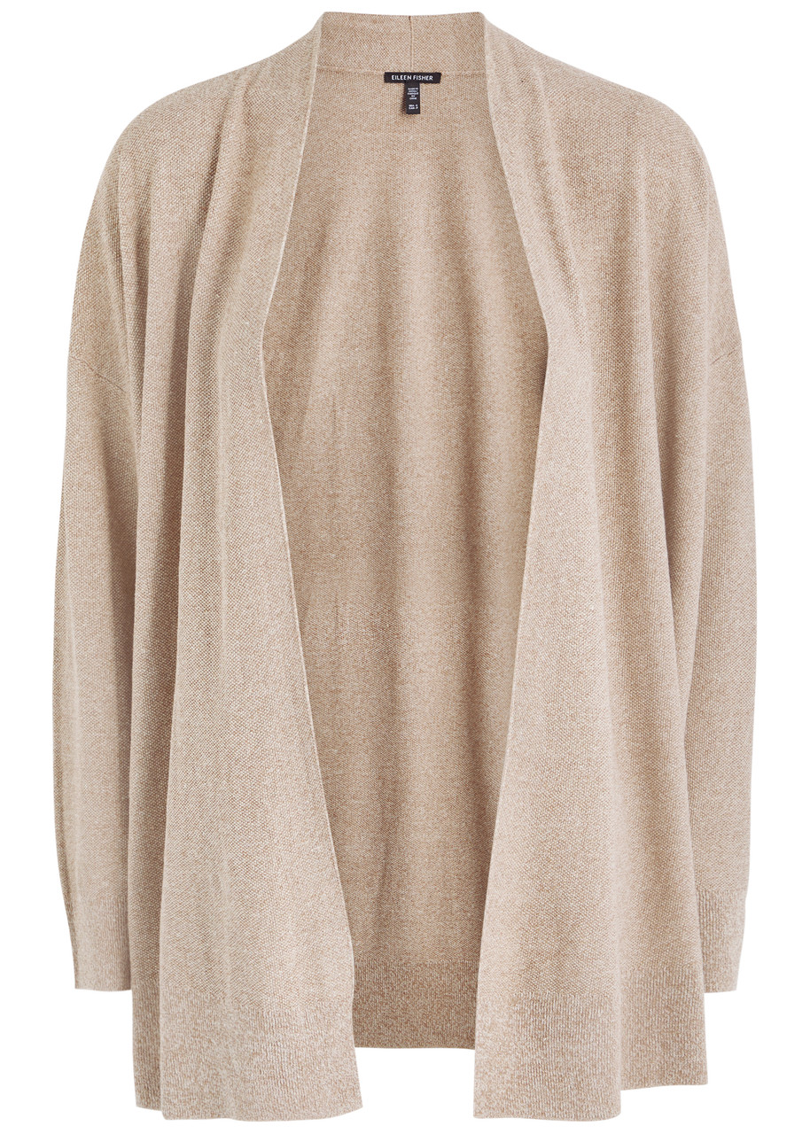 Eileen Fisher Linen-blend Cardigan In Brown