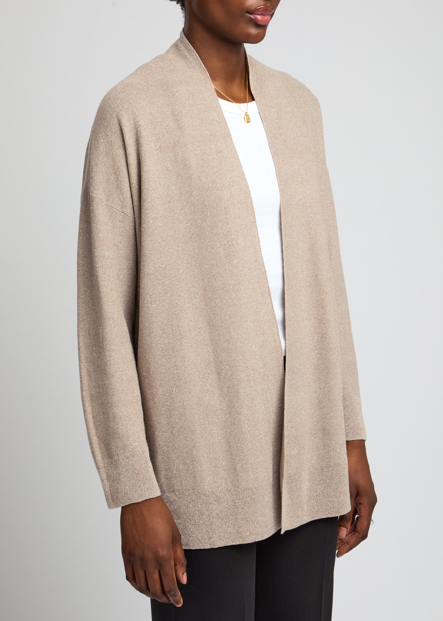 Eileen Fisher Linen-blend Cardigan In Brown