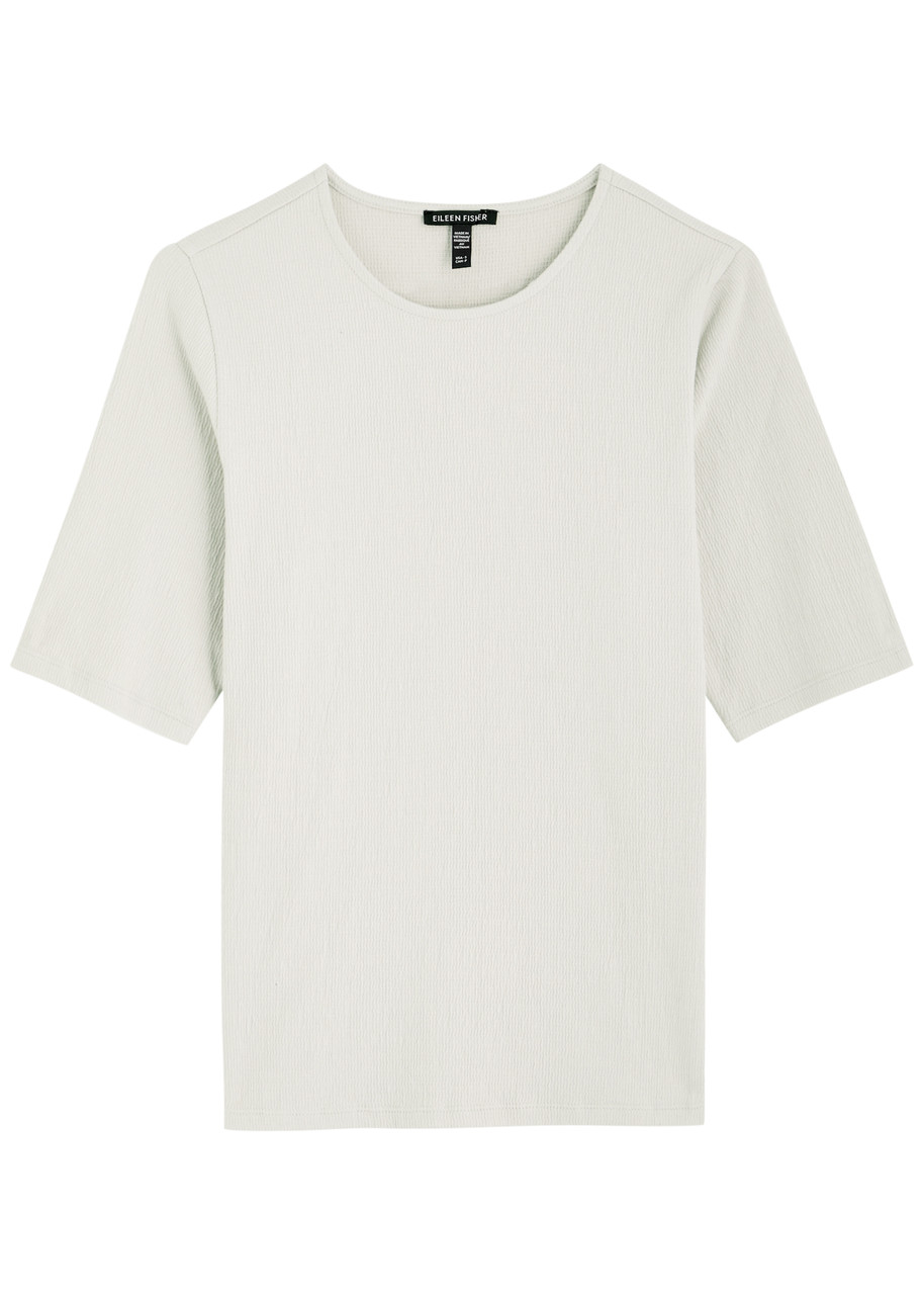 Eileen Fisher Textured Cotton-blend T-shirt - Off White