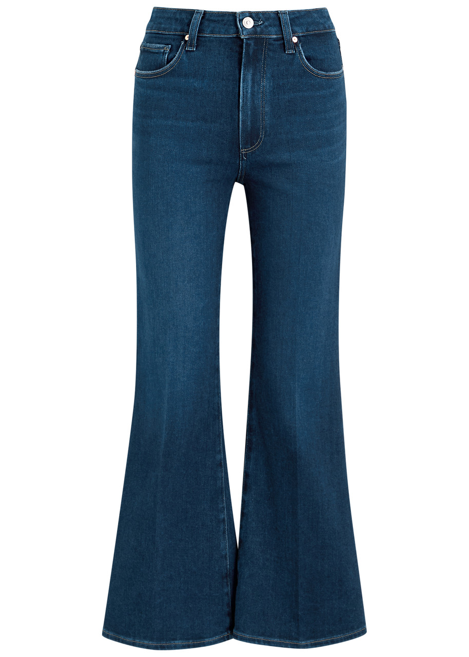 Paige Marlow Skimmer Flared-leg Jeans In Dark Blue