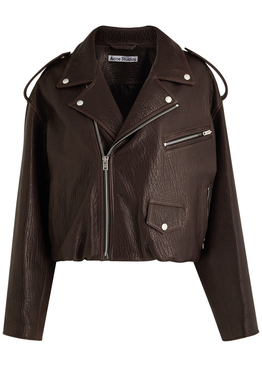 Acne Studios Brown Leather Over Bomber Jacket Women In Brown