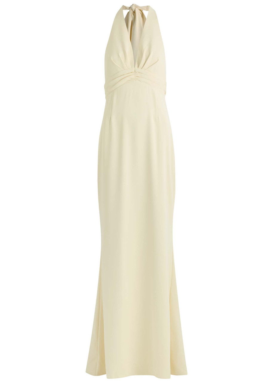 Odd Muse Halterneck Twill Maxi Dress - Yellow - S (UK8)
