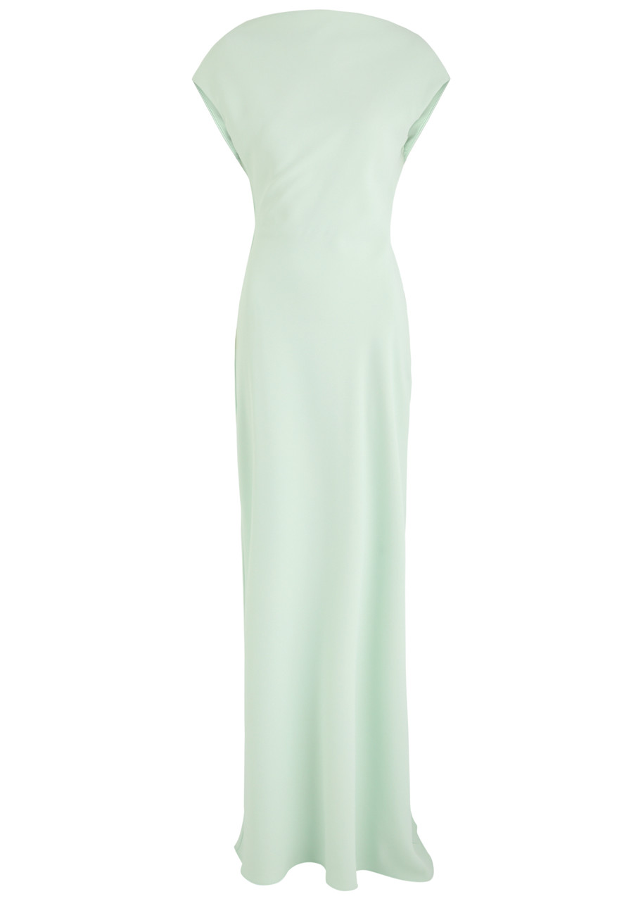 Odd Muse Drape Back Twill Maxi Dress In Mint