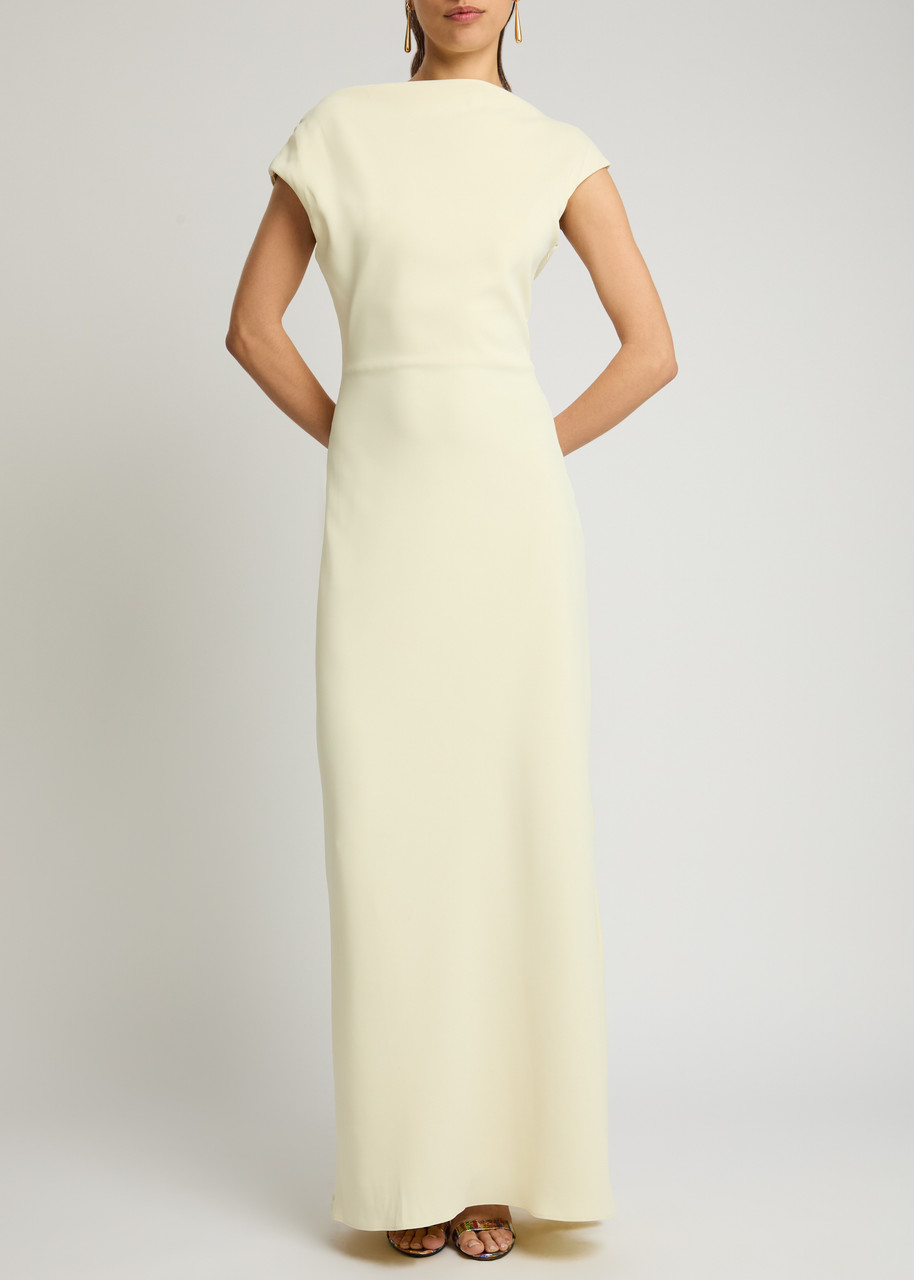 Odd Muse Drape Back Twill Maxi Dress In Yellow