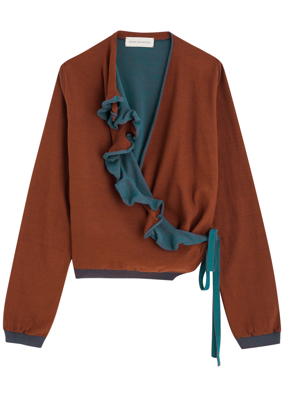 Dries Van Noten Tatum Cotton-blend Wrap Cardigan - Brown - S (UK8-10 / S)