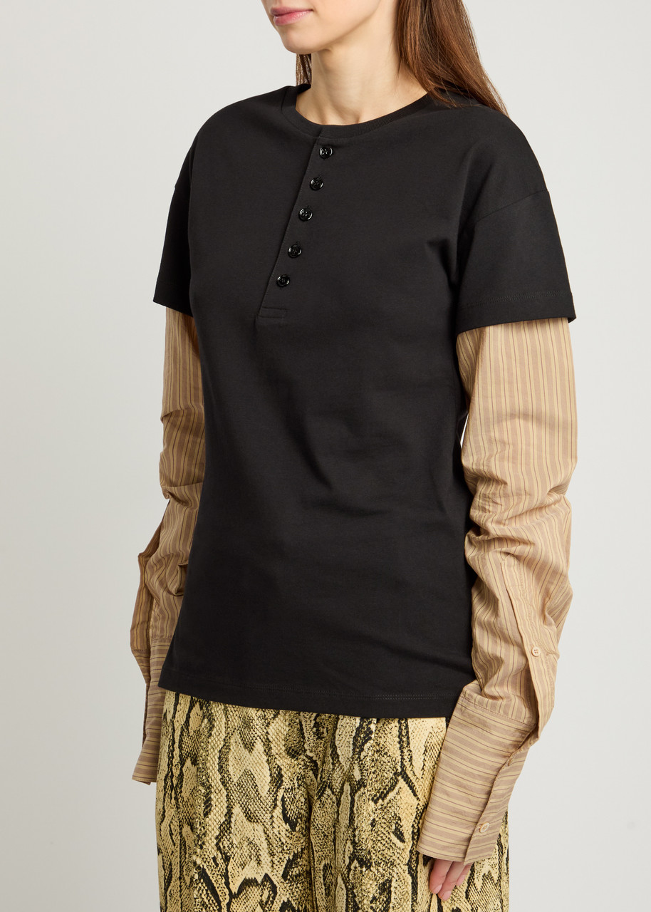 Dries Van Noten Hesma Layered Cotton-blend Top In Black
