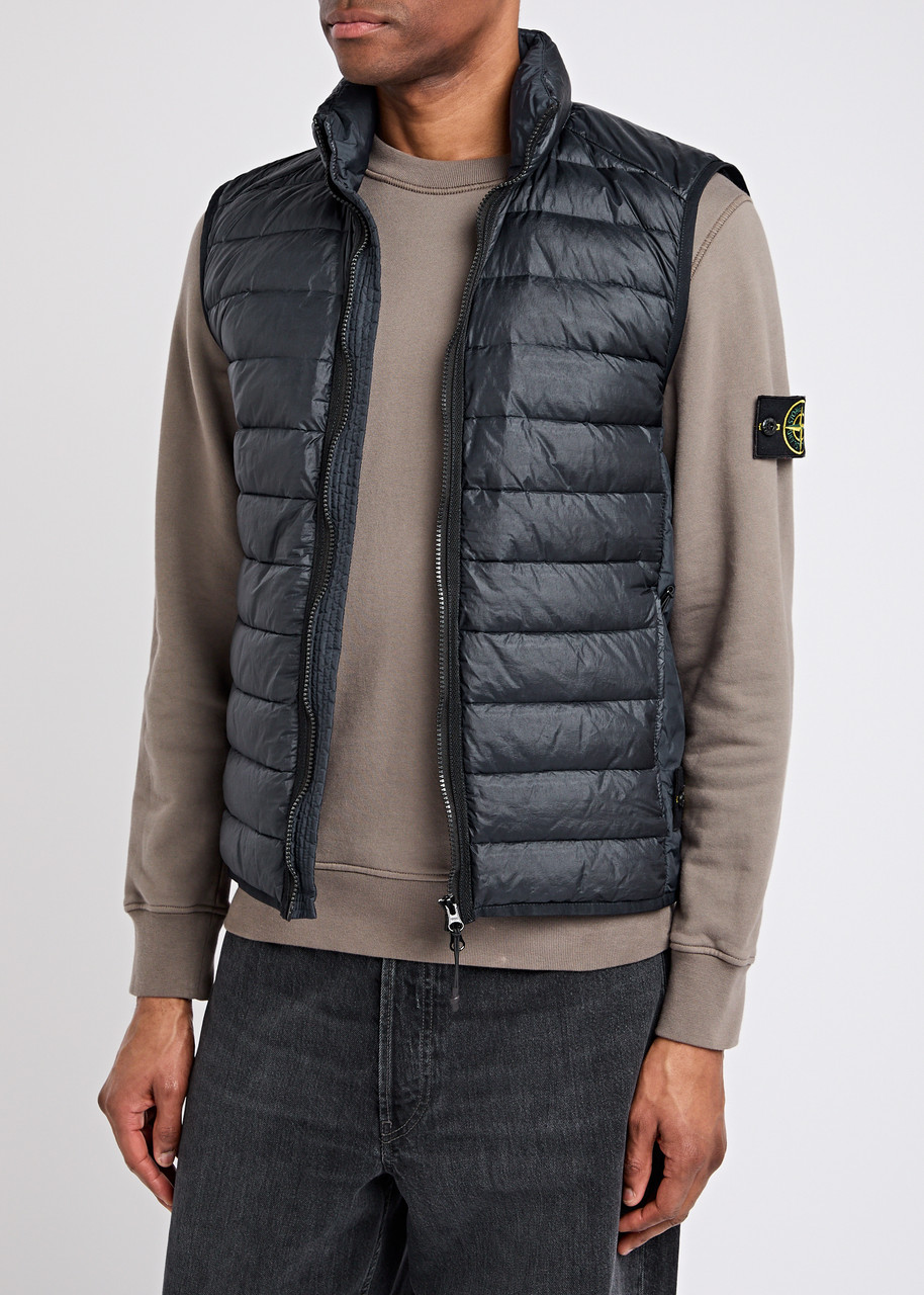 Stone Island Loom Woven Chambers Quilted Gilet In Navy