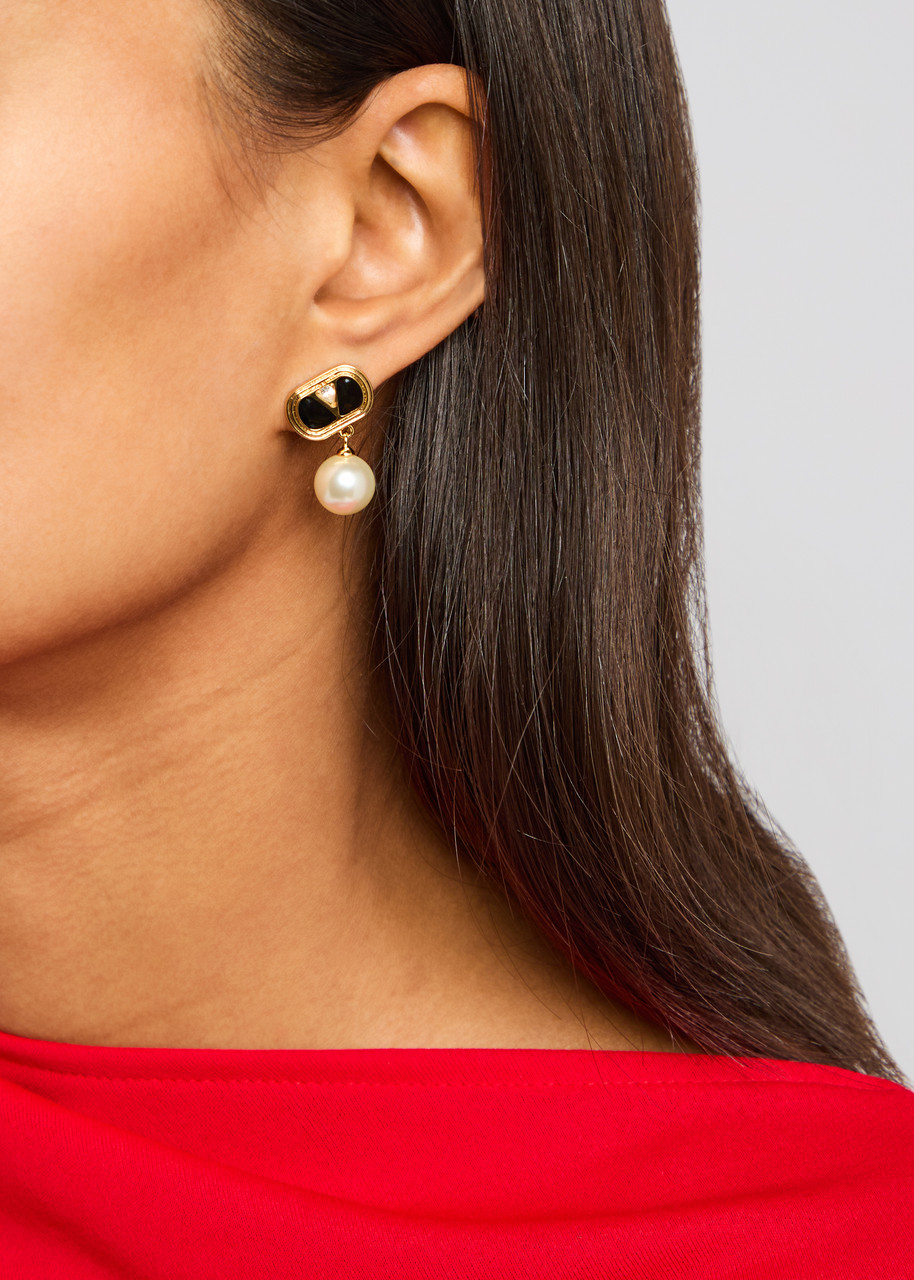 Valentino Garavani Oval Earrings With Swarovski Pearl Women In Black