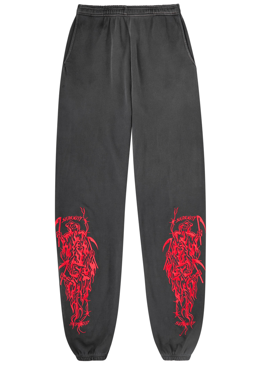 Warren Lotas Serenity Reaper Embroidered Cotton Sweatpants – Black – XL Warren Lotas Serenity Reaper Embroidered Cotton Sweatpants – Black – XL