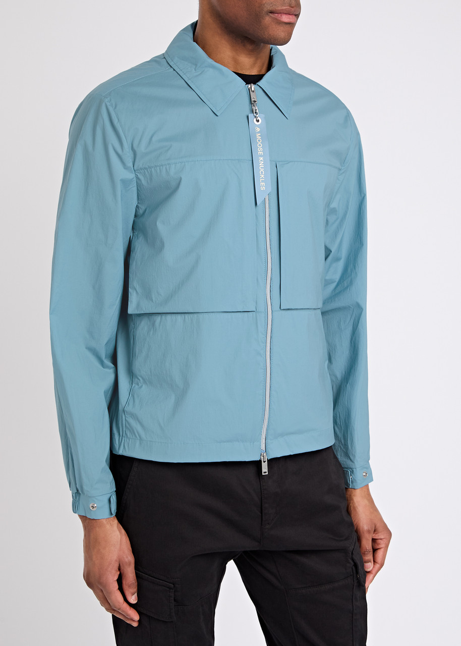 Moose Knuckles Sea Waverly Logo-plaque Cotton-blend Shirt Jacket Xxl In Blue