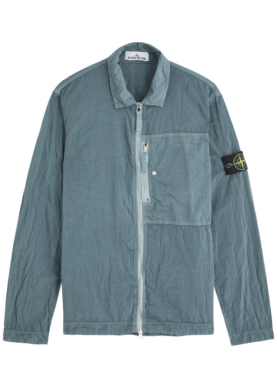 Stone Island Crinkled Shell Overshirt Jacket - Green - M