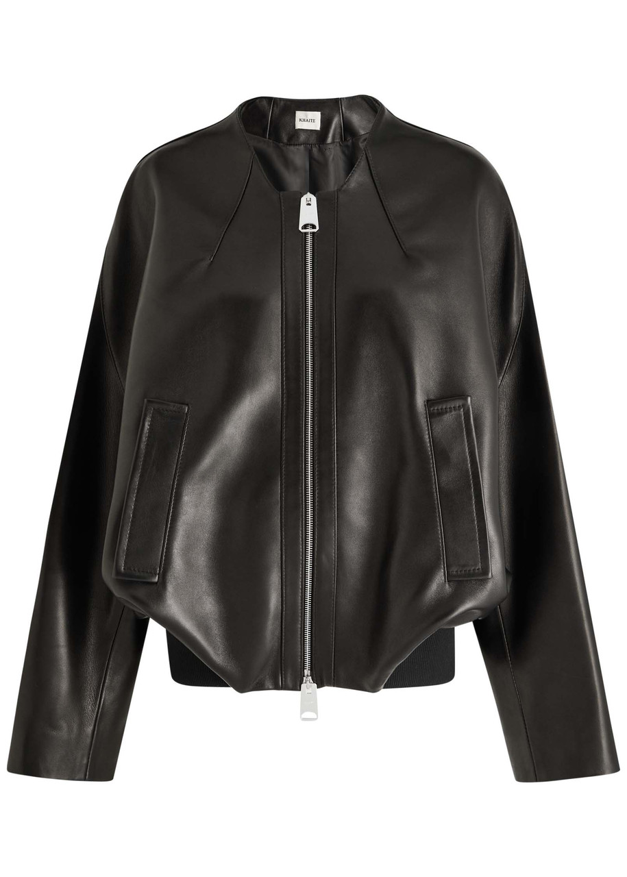 Khaite Hewit Leather Bomber Jacket - Black - S (UK8-10 / S)