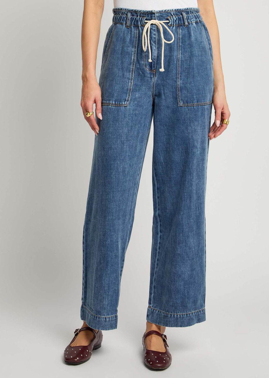 Rails Womens Ryan Wide-leg Denim-blend Trousers Classic Blue Xs In Indigo