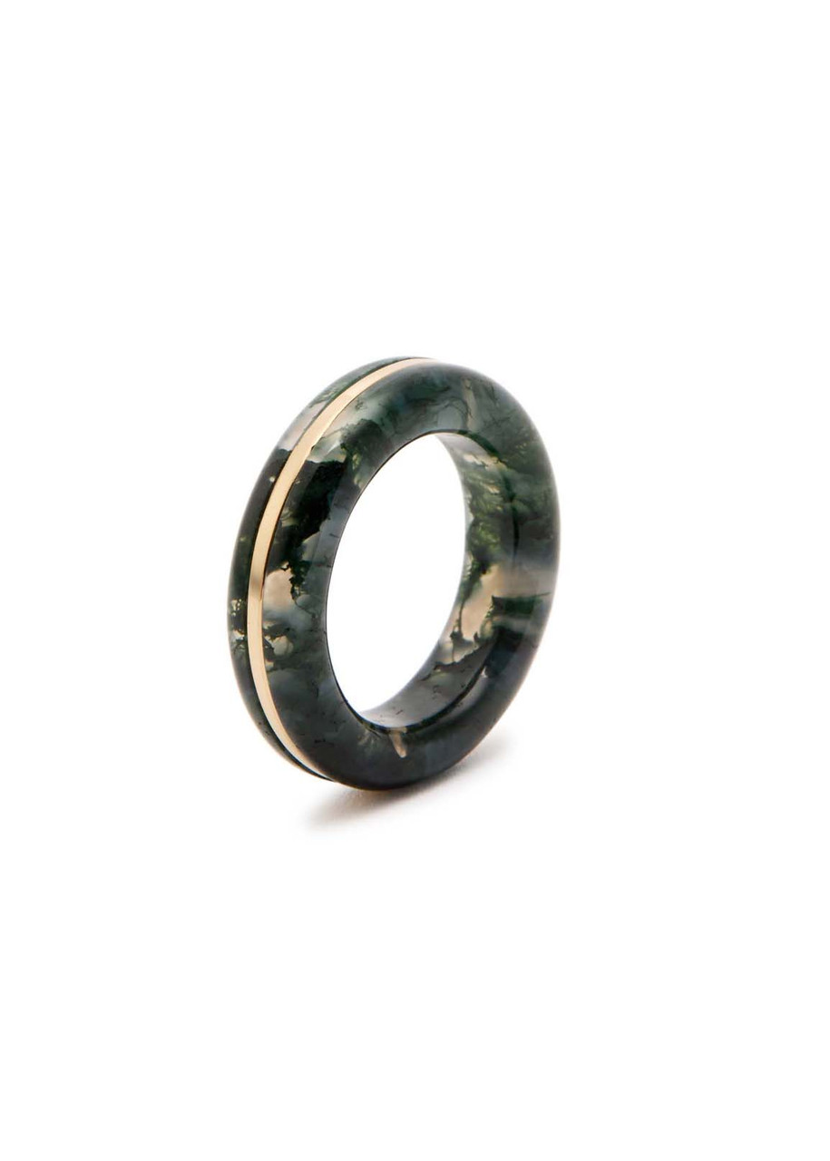  By Pariah Essential Agate Stacking Ring - Green 