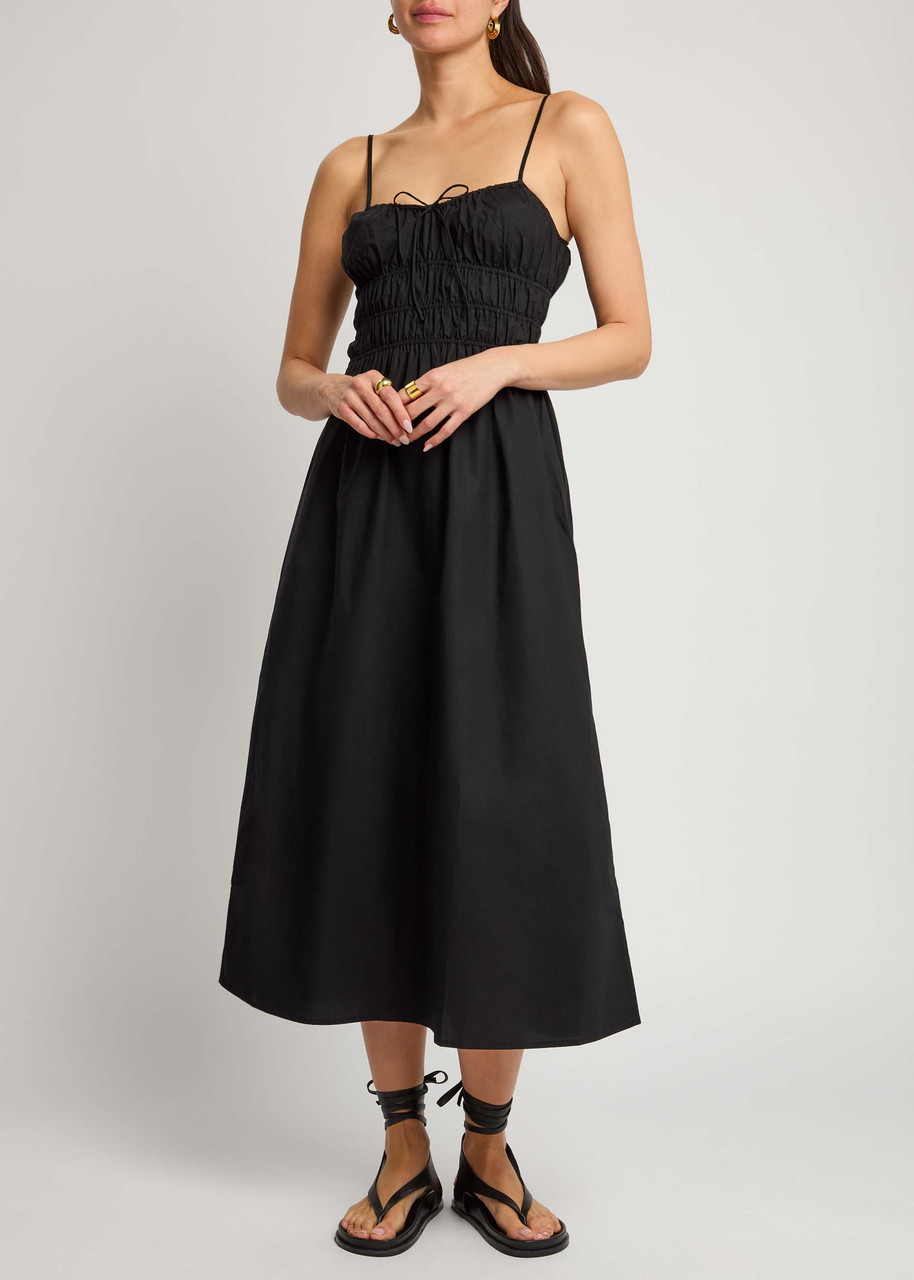 Faithfull The Brand Marianne Cotton-poplin Midi Dress In Black