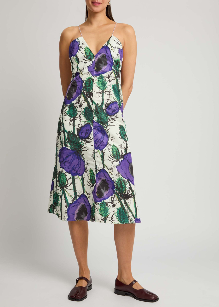 Wales Bonner Josephine Cotton-blend Poplin Midi Dress In Multicoloured 1