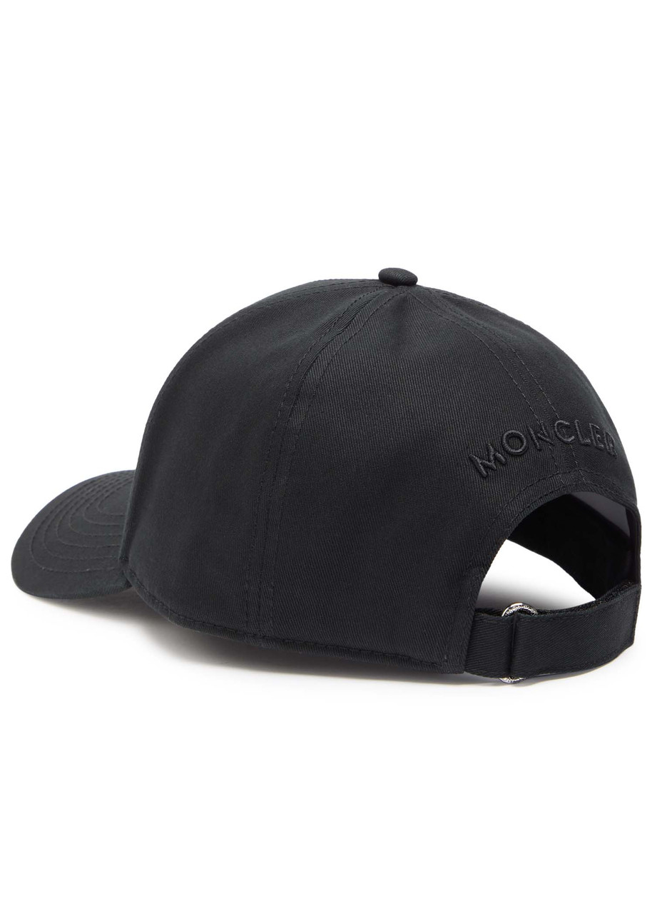 Moncler Logo Cotton Cap In Black