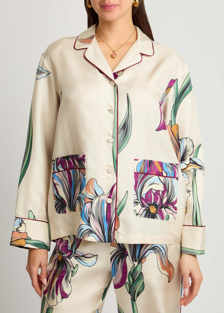 La Doublej La Double J Pajama Printed Silk-twill Shirt In Multicoloured