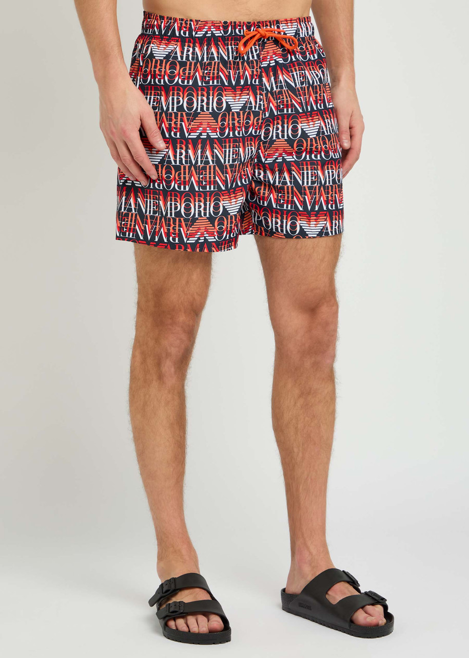 Emporio Armani Logo-print Shell Swim Shorts In Red