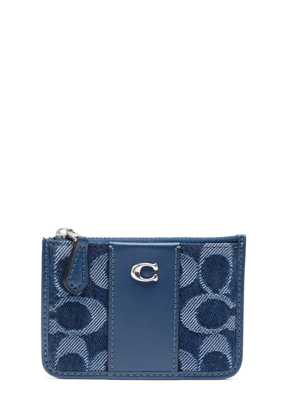 Coach Logo-jacquard Denim And Leather Wallet In Denim