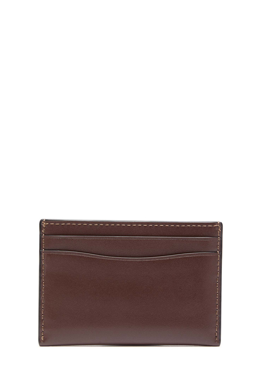  Coach Logo Leather Card Holder - Brown - One Size 