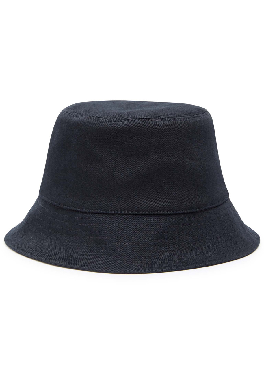 Moncler Black Logo Bucket Hat In Navy