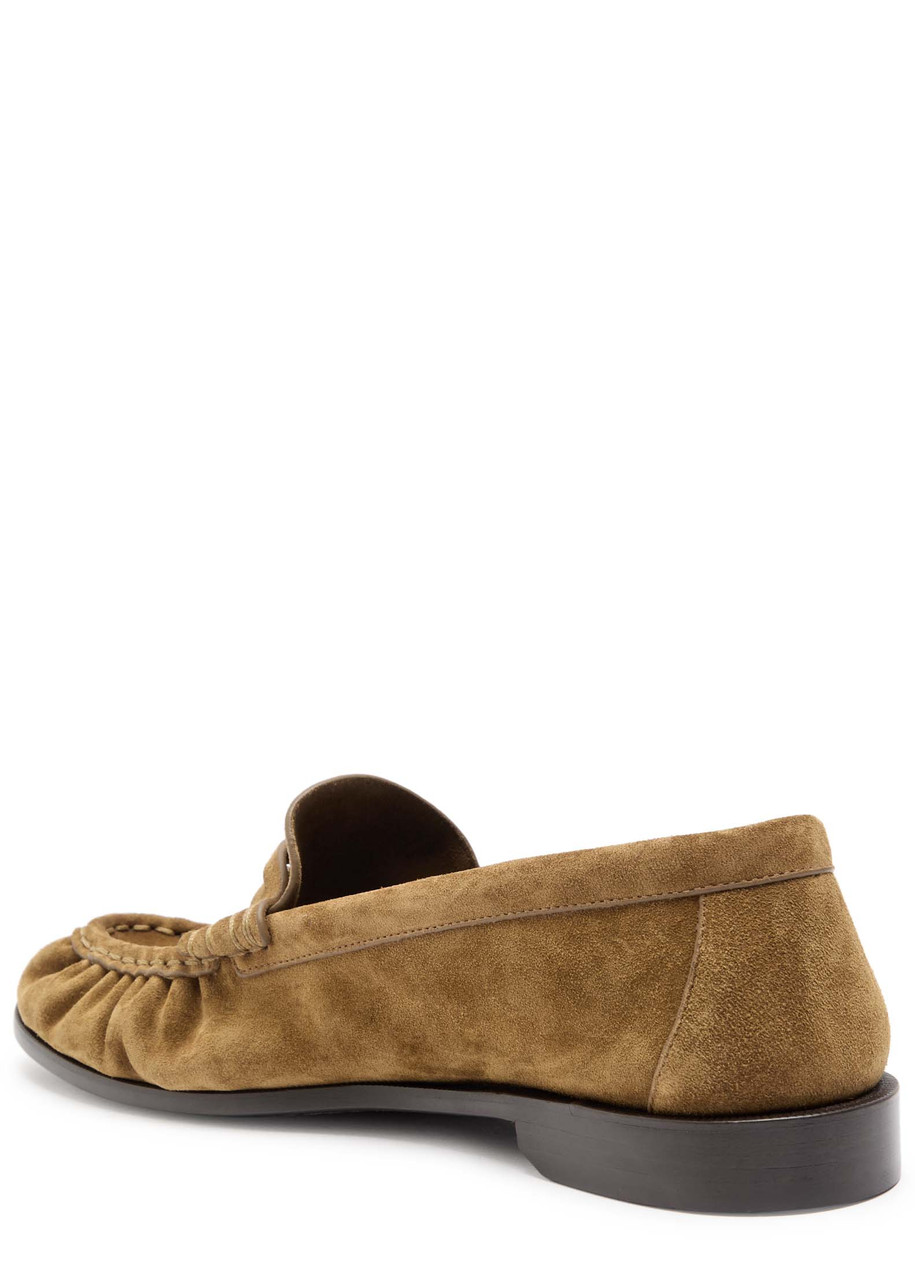 Saint Laurent Le Loafer Suede Penny Loafers In Tan