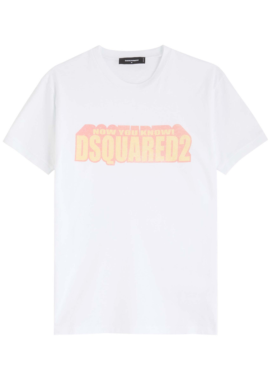Dsquared2 Crew Neck Cracked Effect Graphic Print In White
