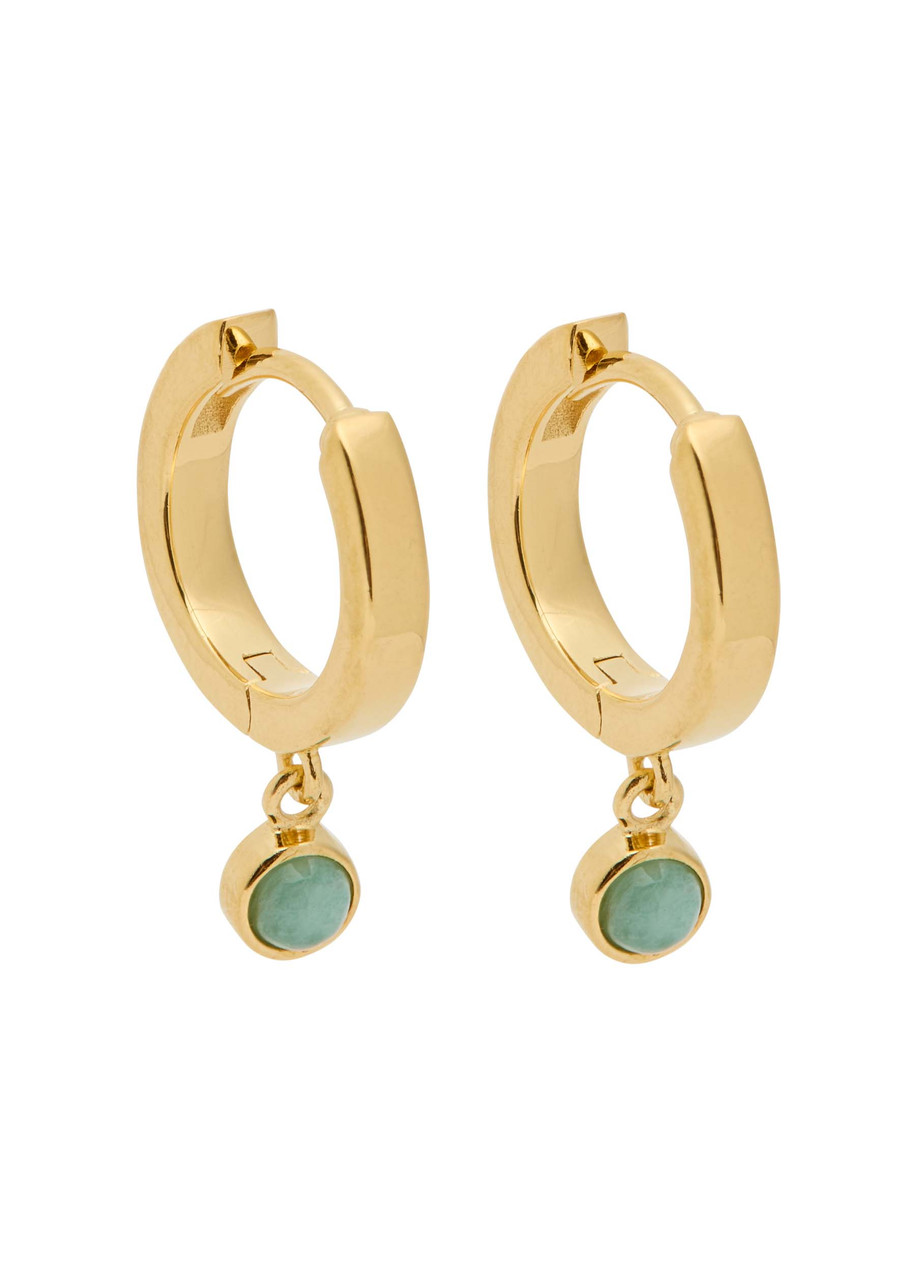 Daisy London Healing Stone 18kt Gold-plated Hoop Earrings In Turquoise