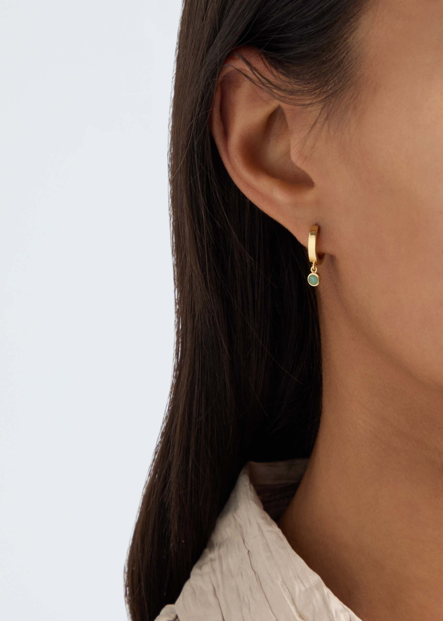 Daisy London Healing Stone 18kt Gold-plated Hoop Earrings In Turquoise