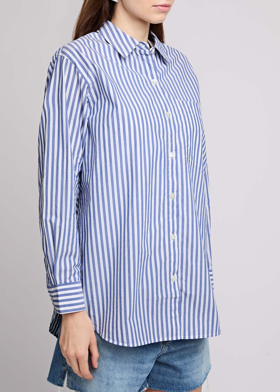 Rails Elsa Striped Cotton Shirt In Blue And White