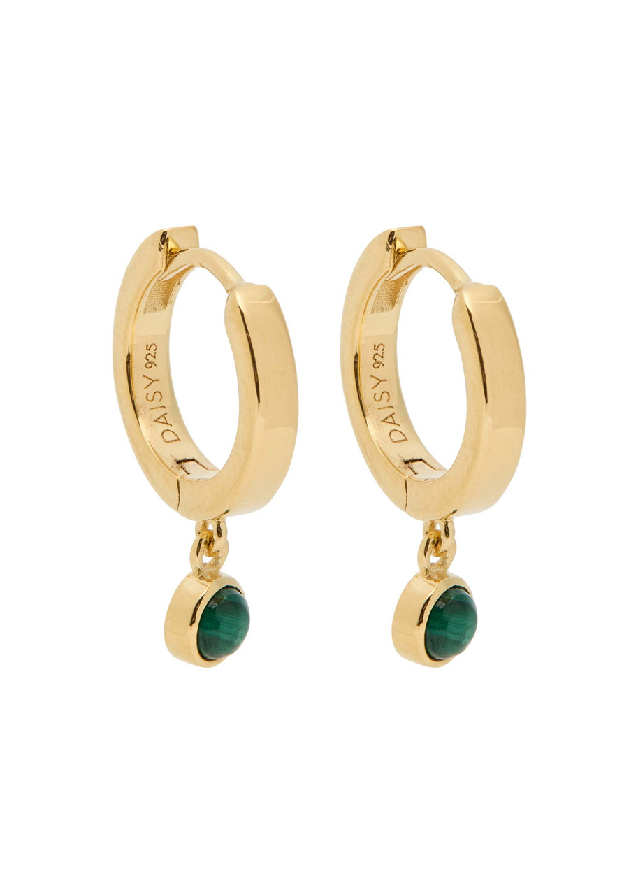 Daisy London Healing Stone 18kt Gold-plated Hoop Earrings In Green