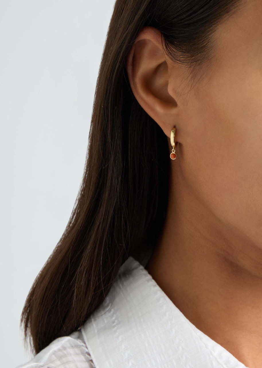Daisy London Healing Stone 18kt Gold-plated Hoop Earrings In Red