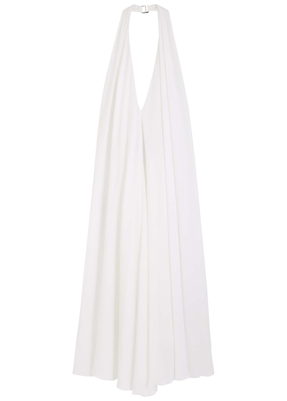 Jacquemus Norma Open-back Gathered Crepe Maxi Dress In White