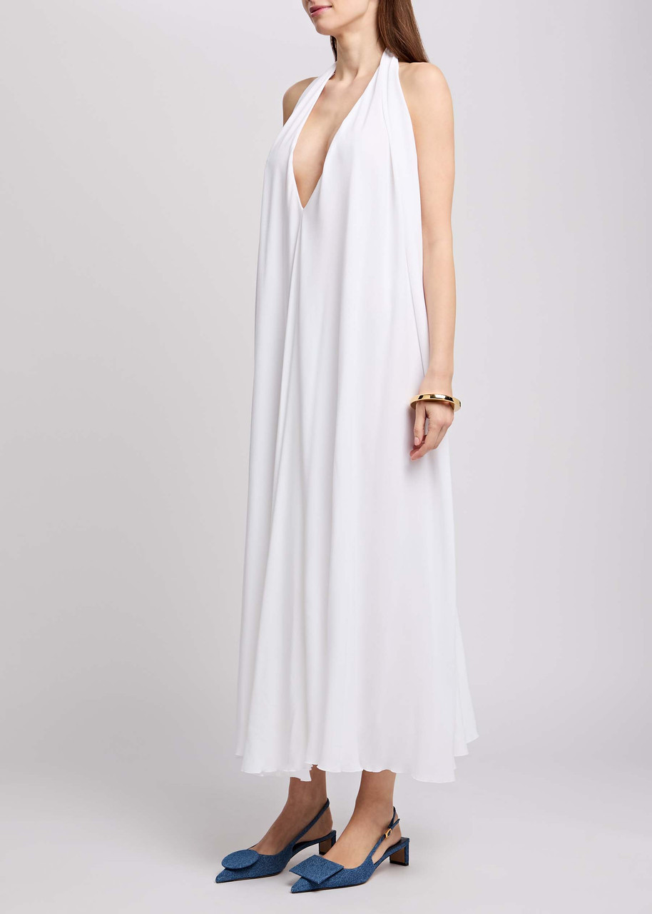 Jacquemus Norma Open-back Gathered Crepe Maxi Dress In White
