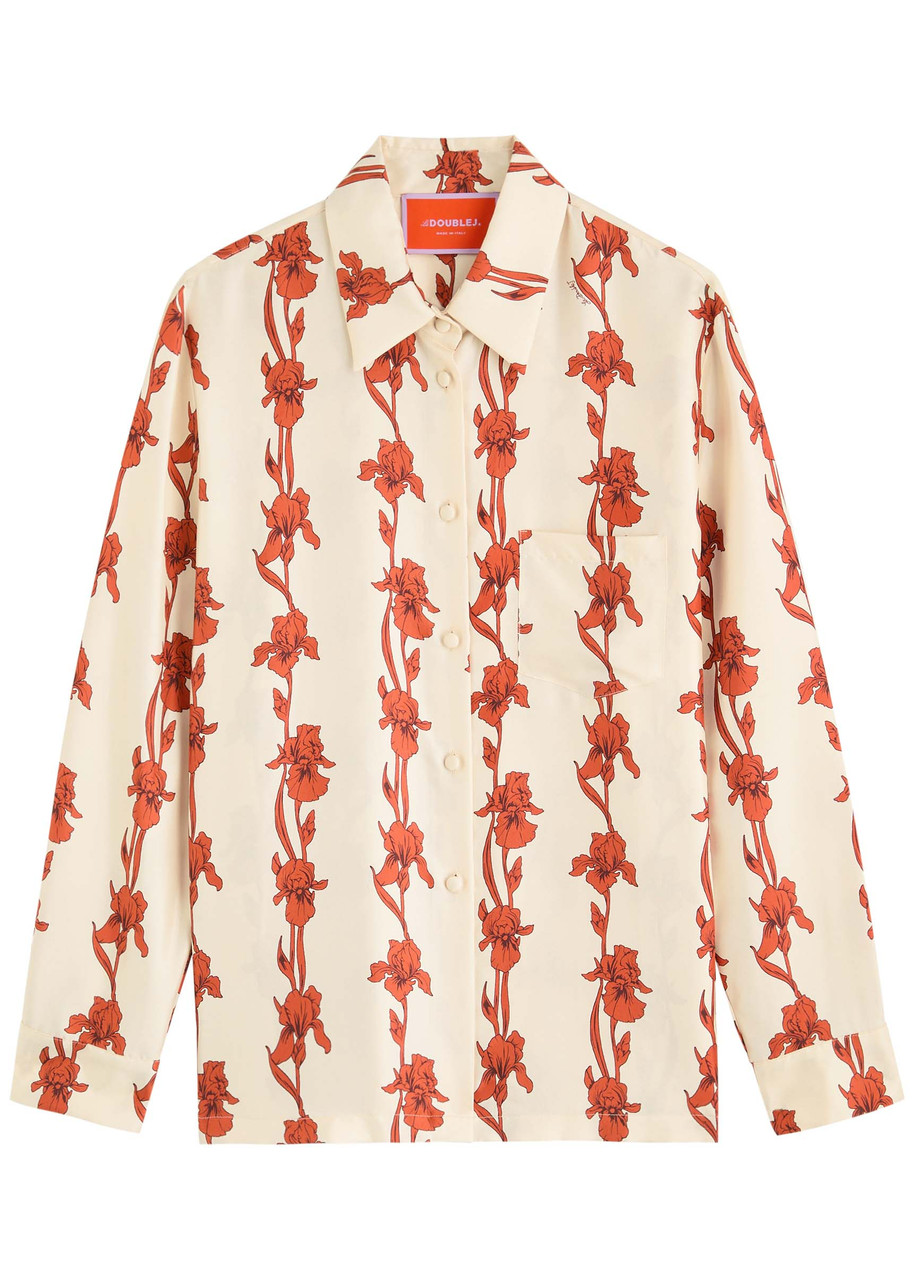 La Doublej La Double J Boy Floral-print Silk-twill Shirt In Multicoloured