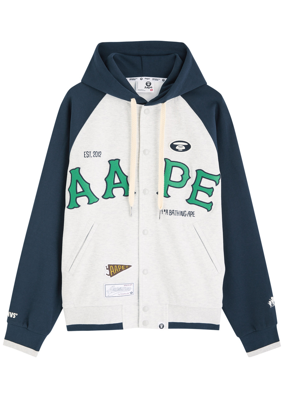 Aape College Colour-block Hooded Sweatshirt In Blue
