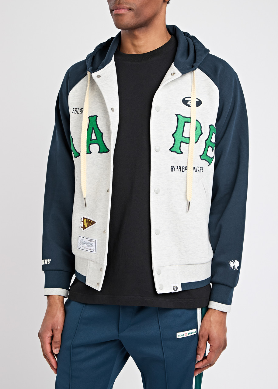 Aape College Colour-block Hooded Sweatshirt In Blue