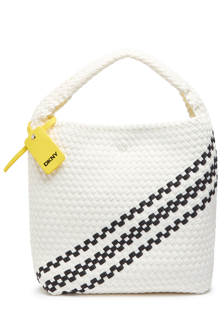 Dkny Giselle Woven Neoprene Tote In White And Black