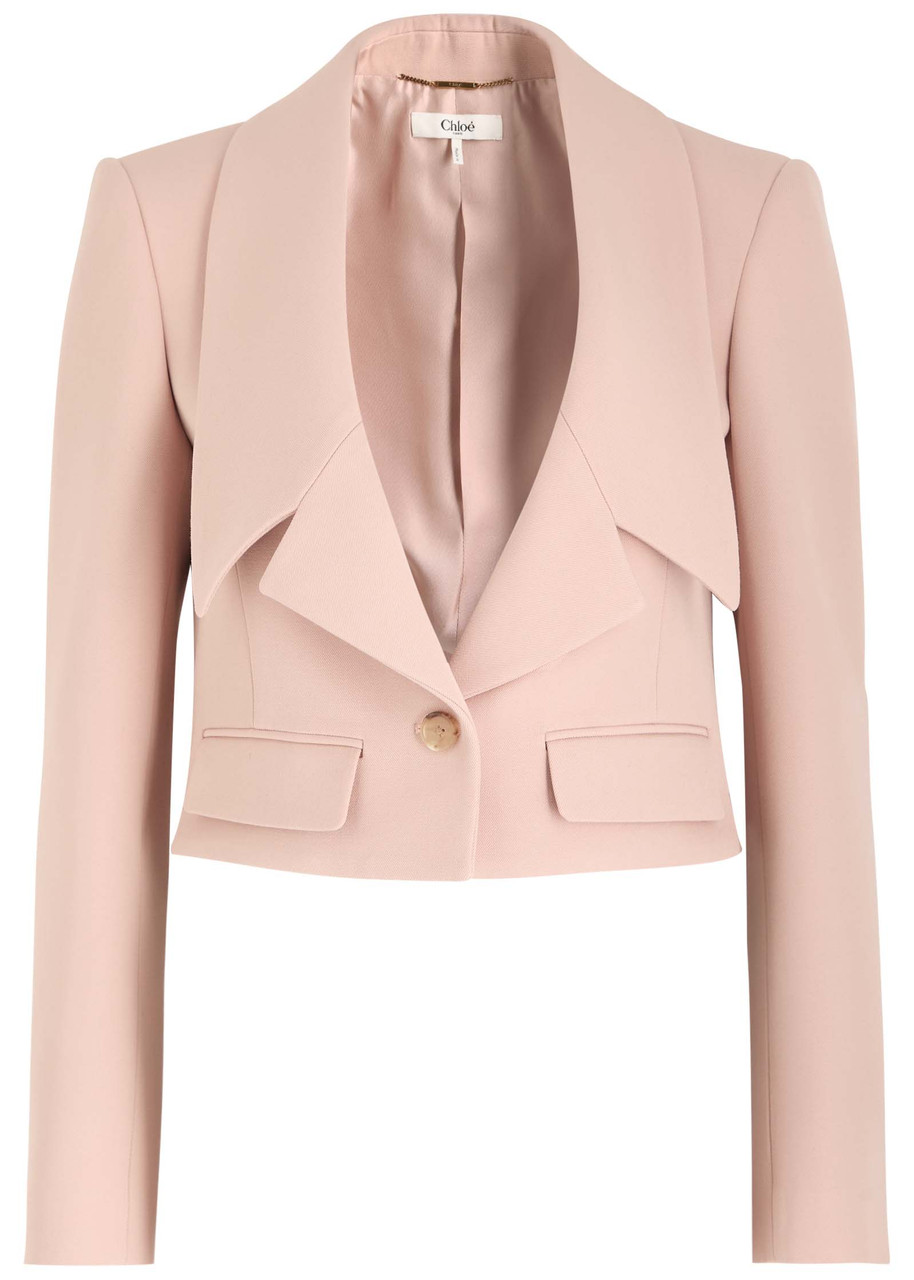 Chloé Chloe Cropped Wool Blazer In Pink