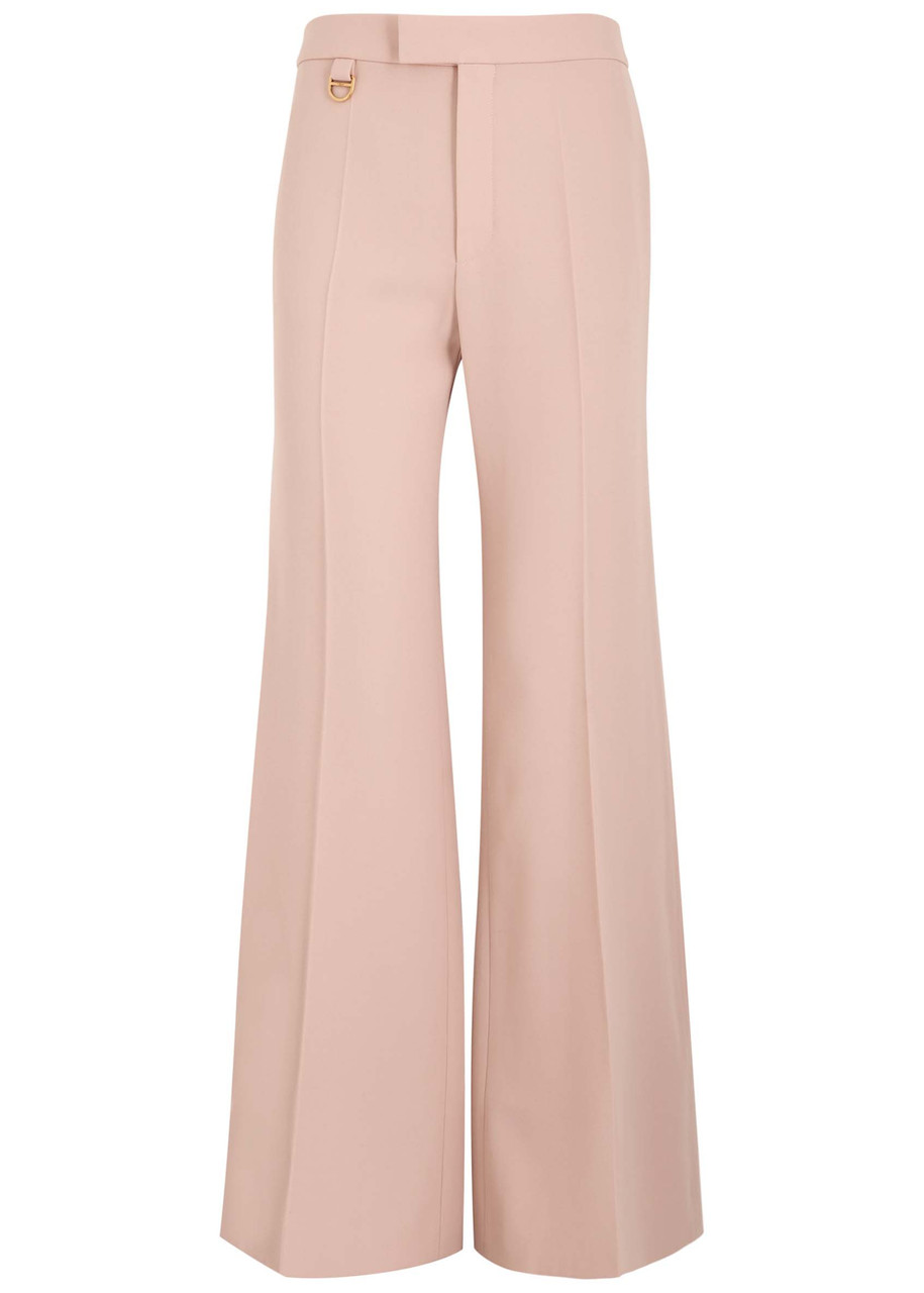 Chloé Chloe Wide-leg Wool Trousers In Pink