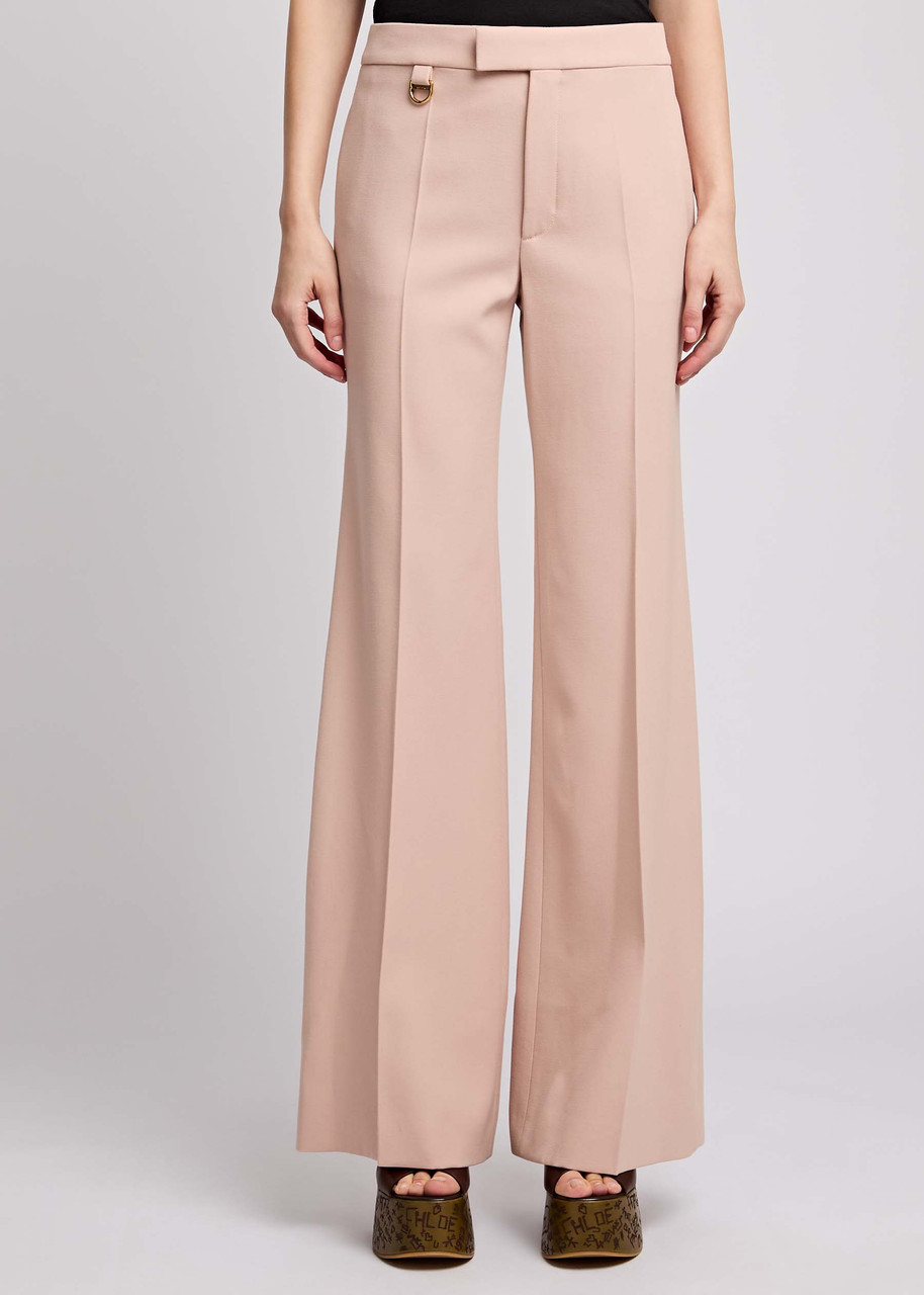 Chloé Chloe Wide-leg Wool Trousers In Pink