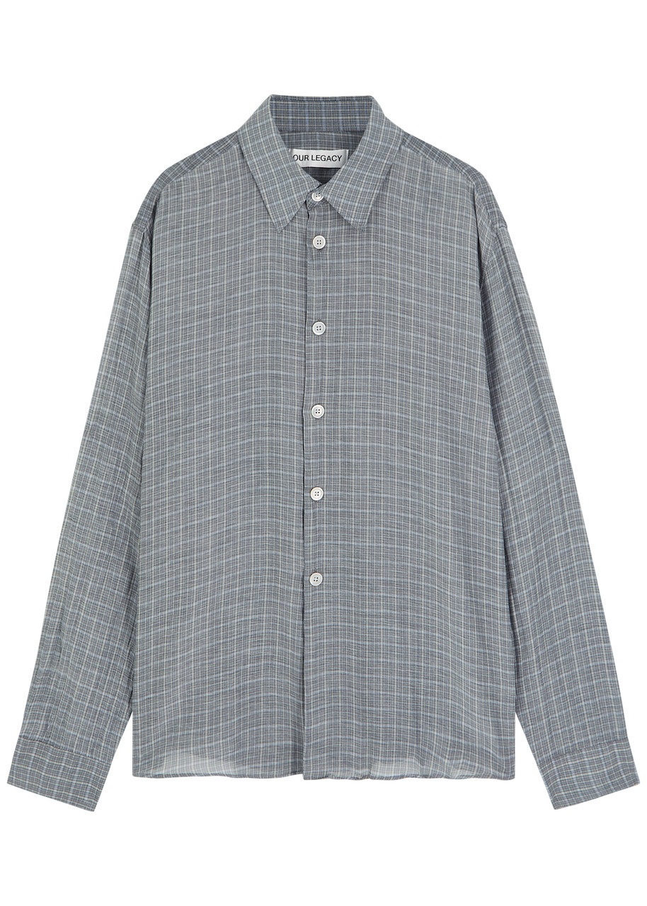 Our Legacy Checked Pattern Button-down Collar Shirt In Blue