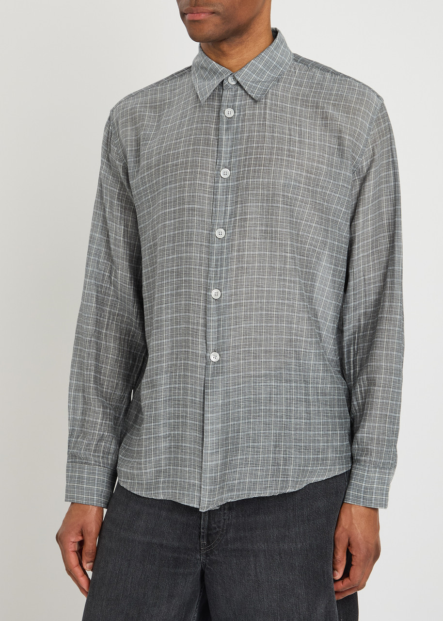 Our Legacy Checked Pattern Button-down Collar Shirt In Blue