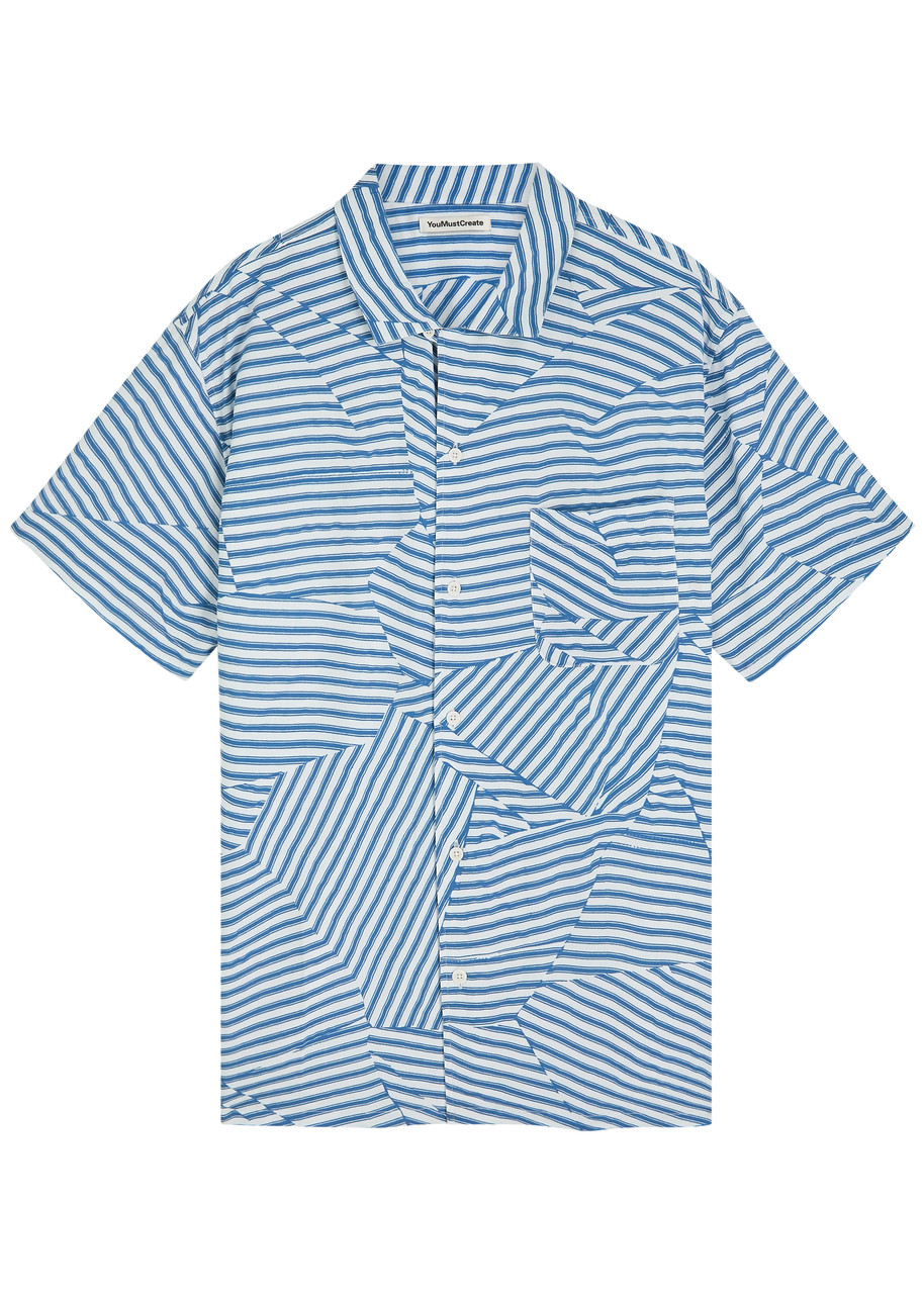 Ymc You Must Create Ymc Malick Striped Woven Shirt In Blue
