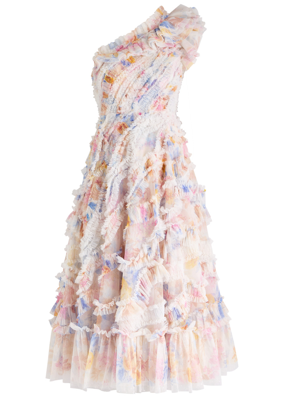 Needle & Thread Mariannes Ruffled Tulle Midi Dress - Multicoloured - 10 (UK14 / L)