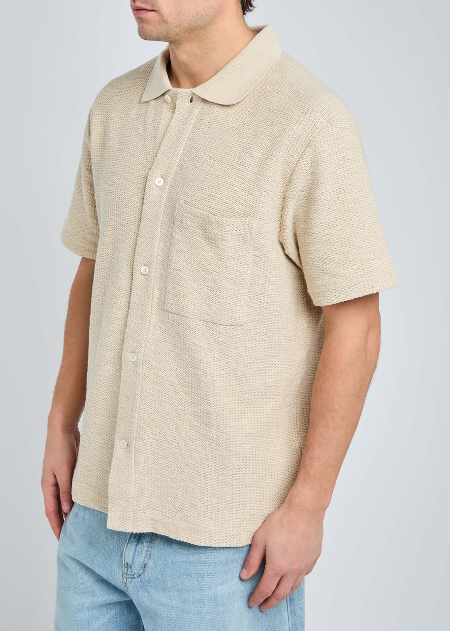 Norse Projects Gustav Crochet Cotton-knit Shirt In Beige